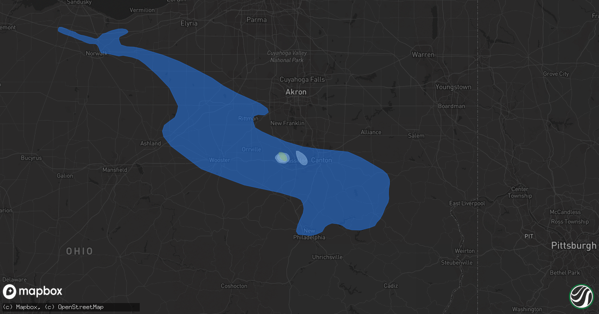 Hail map in Massillon, OH on July 2, 2019