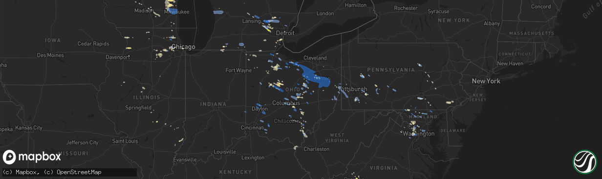 Hail map in Ohio on July 2, 2019