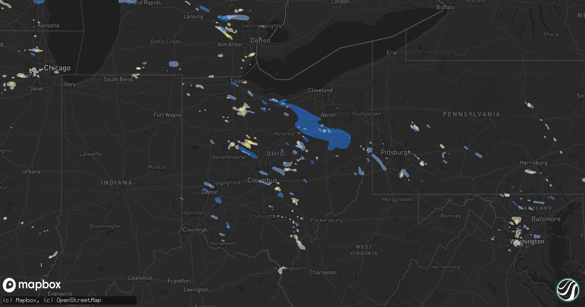 Hail map in Ohio on July 2, 2019