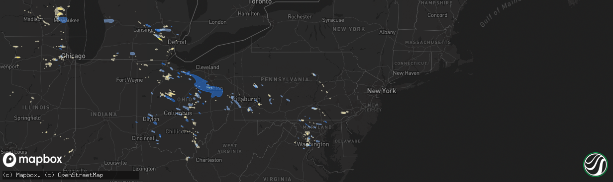 Hail map in Pennsylvania on July 2, 2019