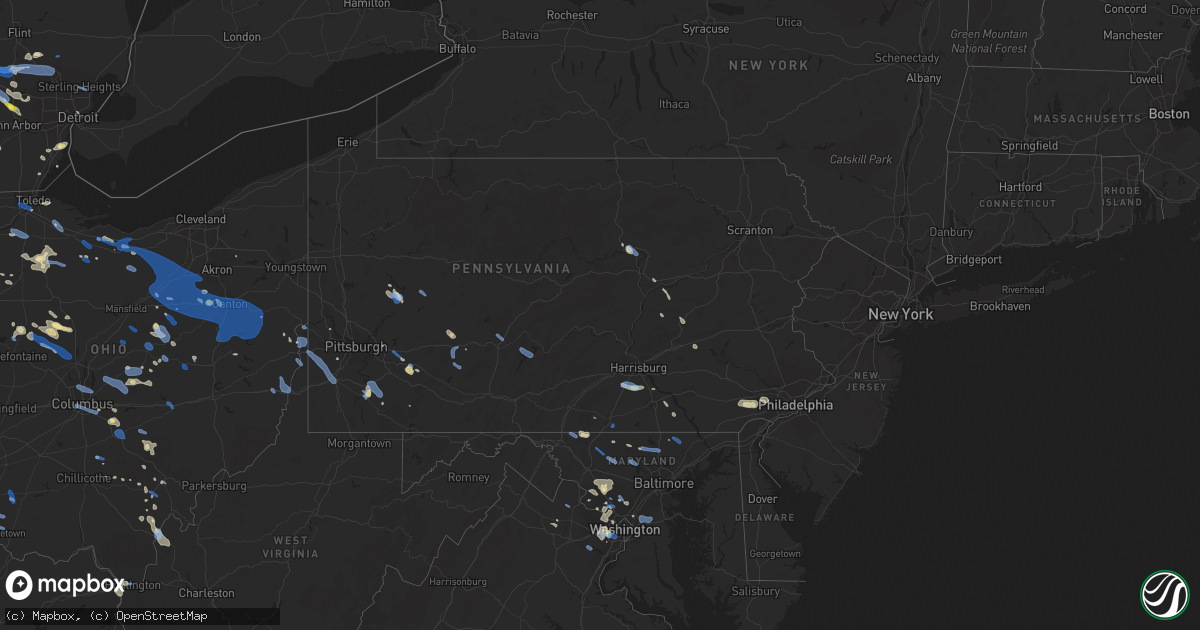 Hail map in Pennsylvania on July 2, 2019