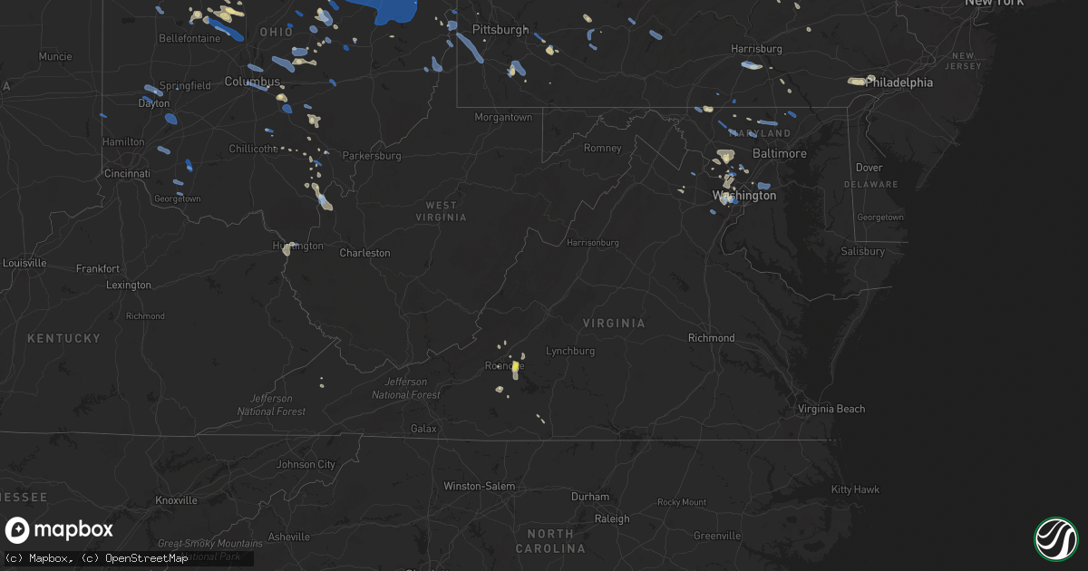 Hail map in Virginia on July 2, 2019