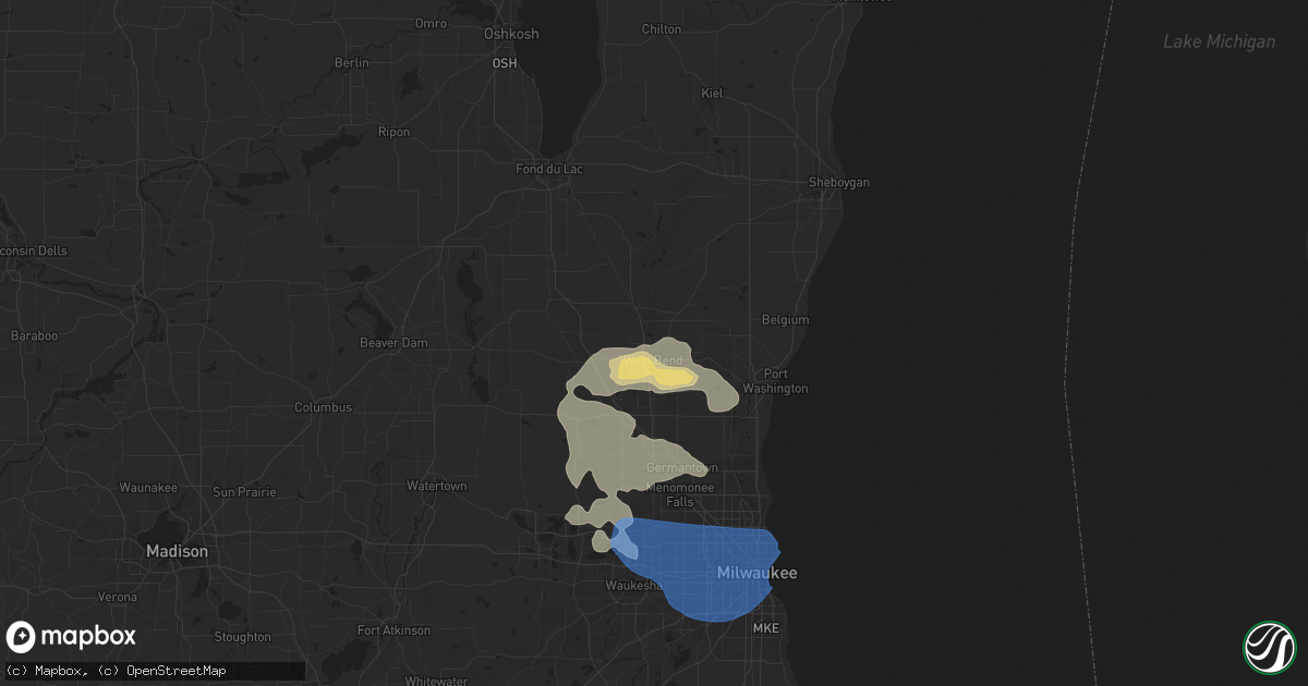 Hail map in West Bend, WI on July 2, 2019