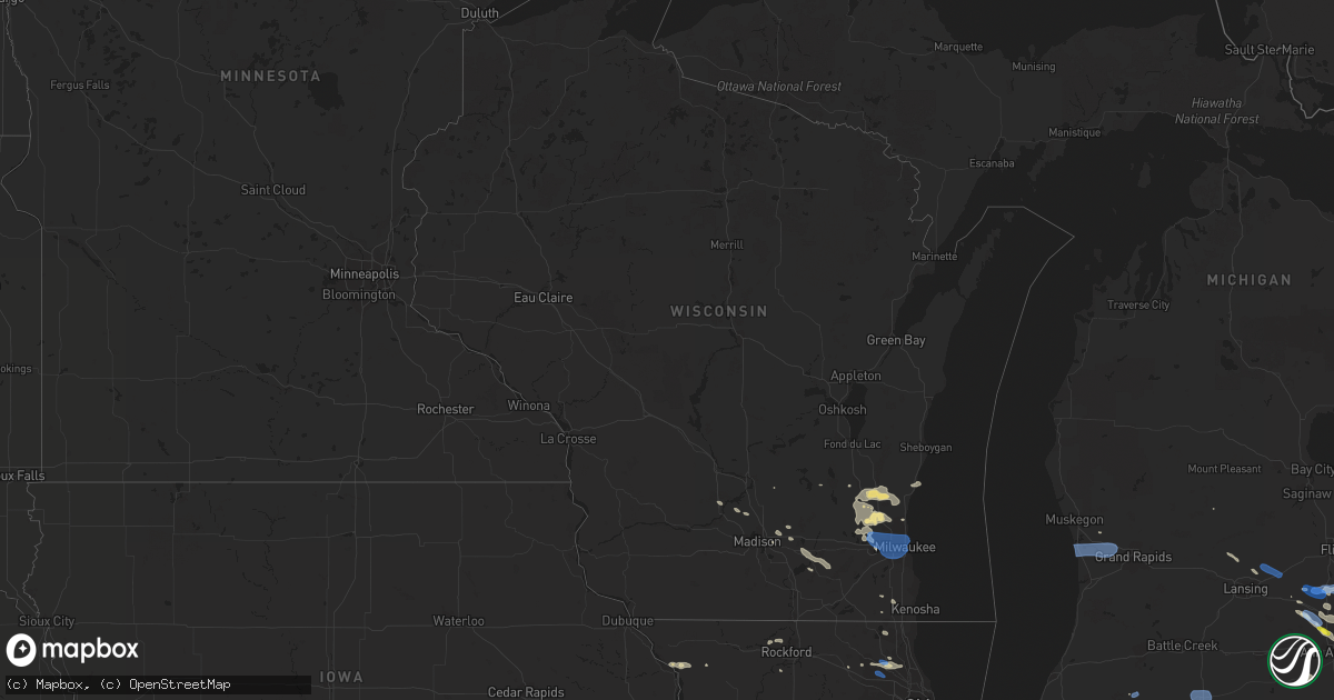 Hail map in Wisconsin on July 2, 2019
