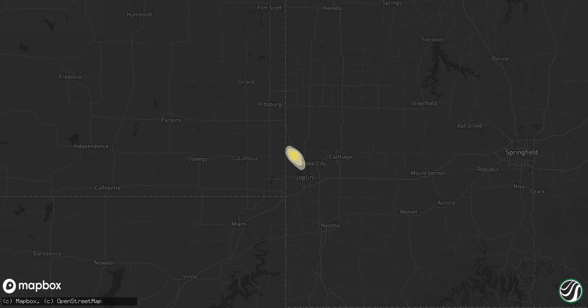 Hail map in Carl Junction, MO on July 2, 2020
