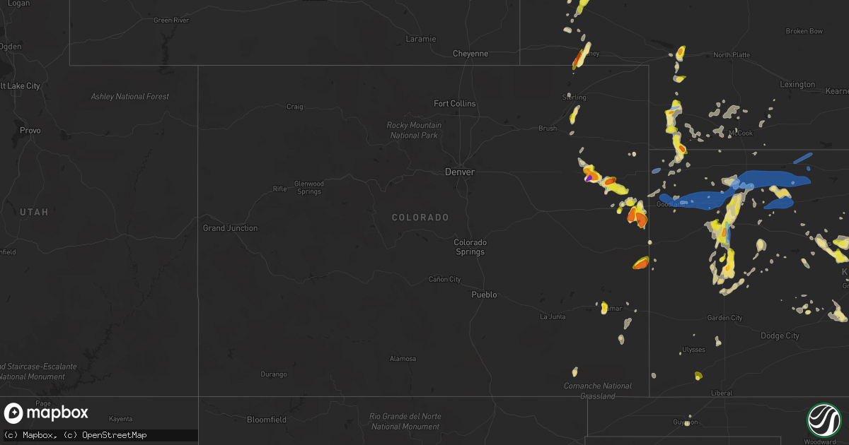 Hail map in Colorado on July 2, 2020