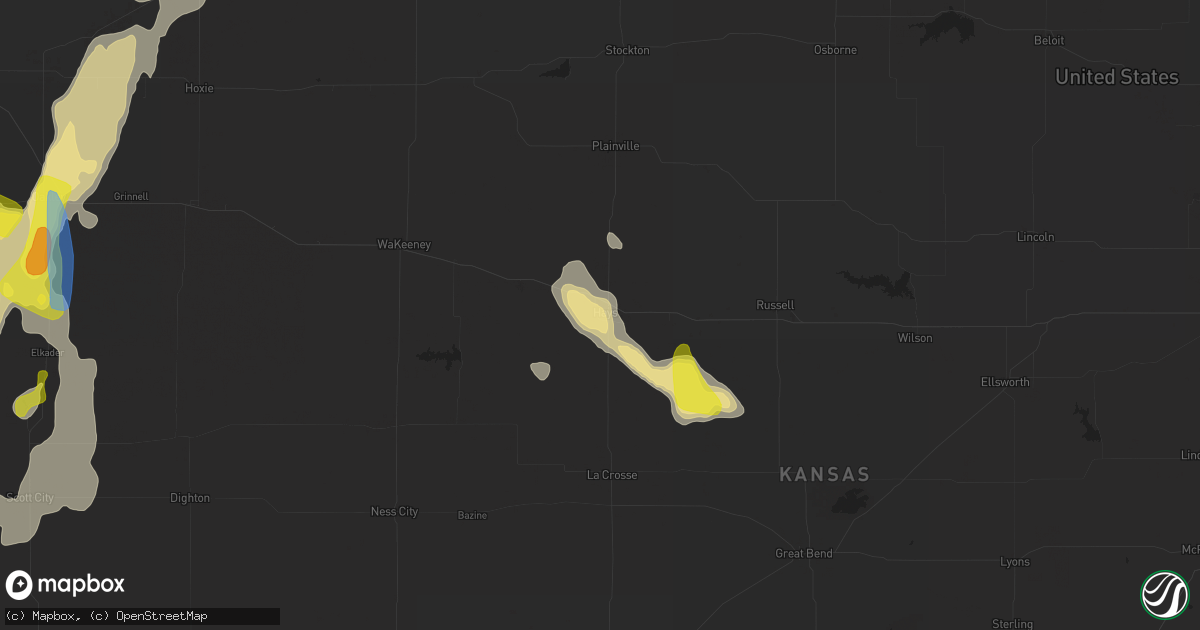 Hail map in Hays, KS on July 2, 2020