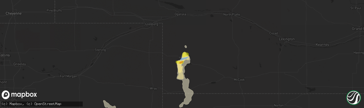 Hail map in Imperial, NE on July 2, 2020