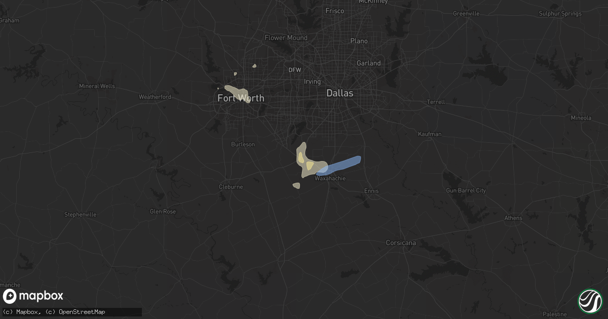 Hail map in Midlothian, TX on July 2, 2020