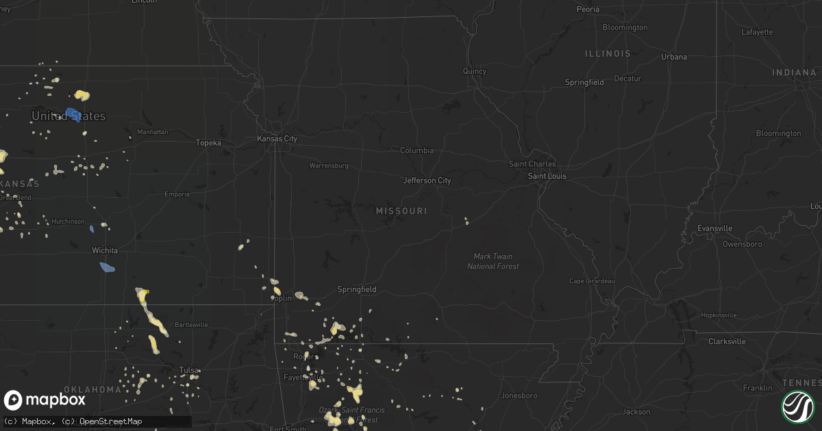 Hail map in Missouri on July 2, 2020