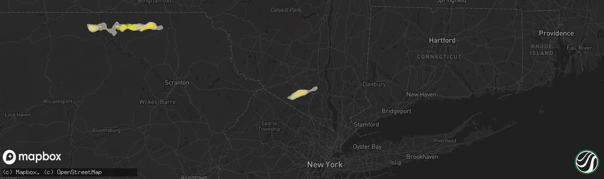 Hail map in Chester, NY on July 2, 2021