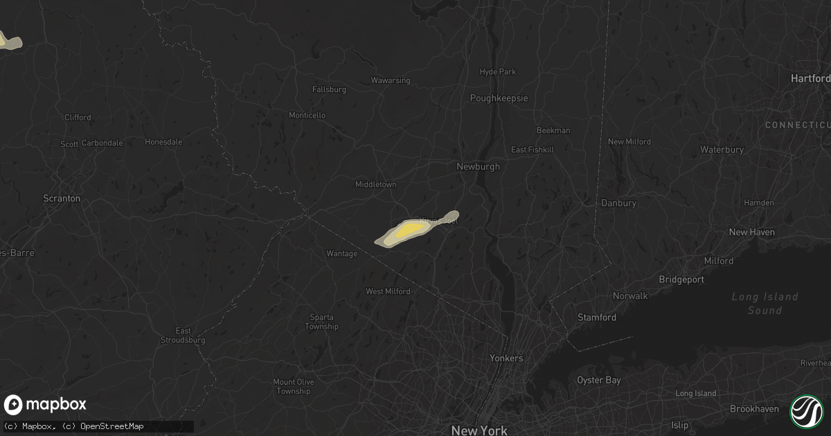Hail map in Chester, NY on July 2, 2021