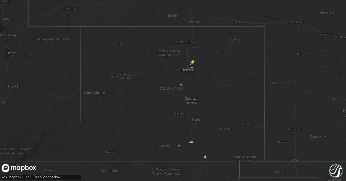Hail map in Colorado on July 2, 2021