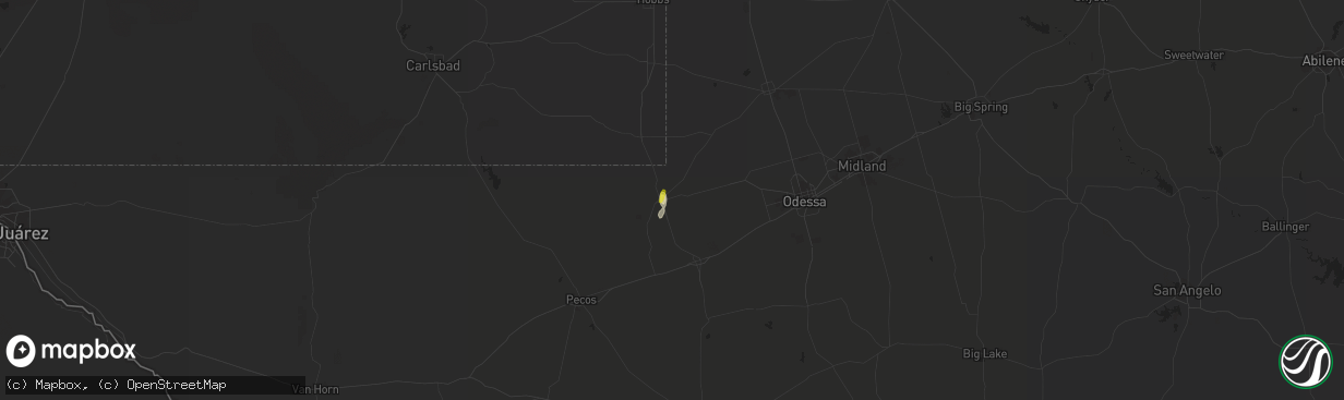 Hail map in Kermit, TX on July 2, 2021