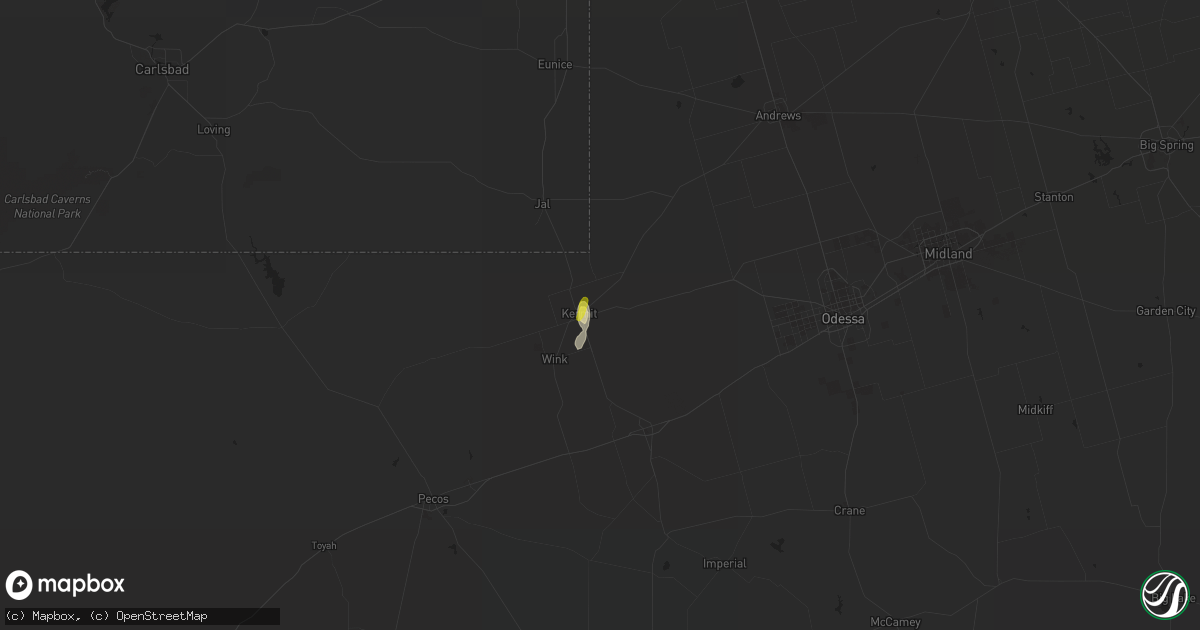 Hail map in Kermit, TX on July 2, 2021