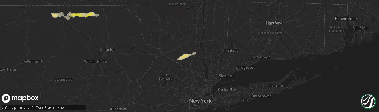 Hail map in Monroe, NY on July 2, 2021