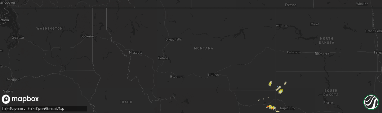 Hail map in Montana on July 2, 2021