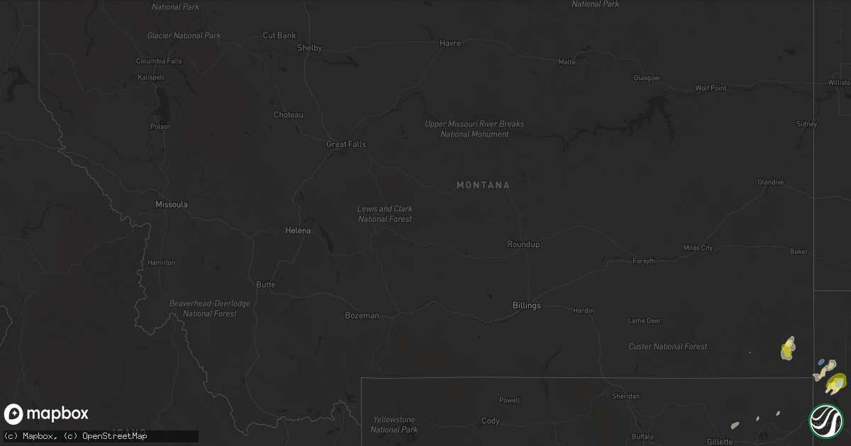 Hail map in Montana on July 2, 2021