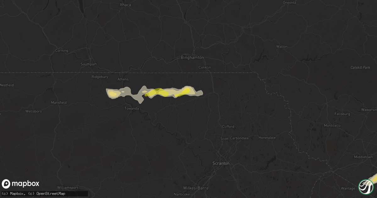 Hail map in Montrose, PA on July 2, 2021