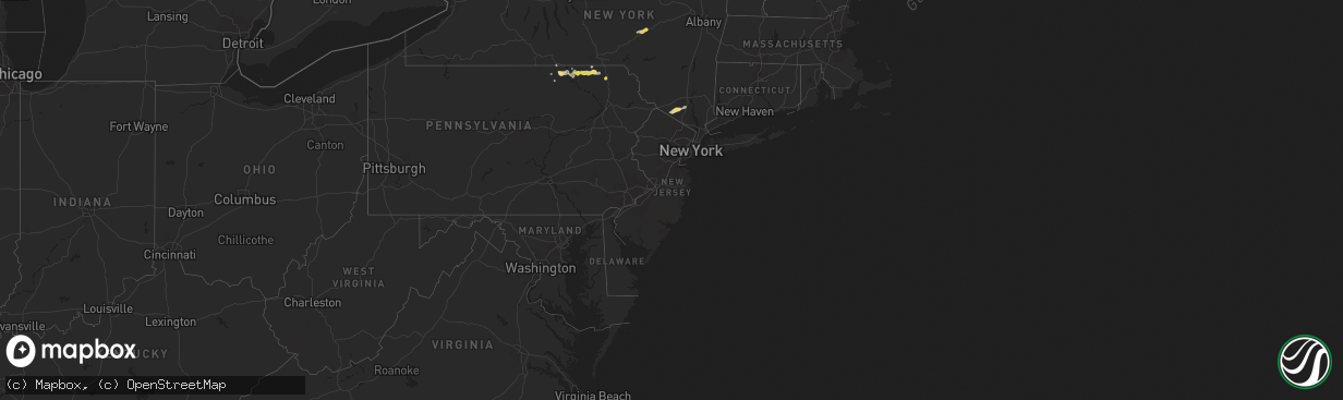 Hail map in New Jersey on July 2, 2021