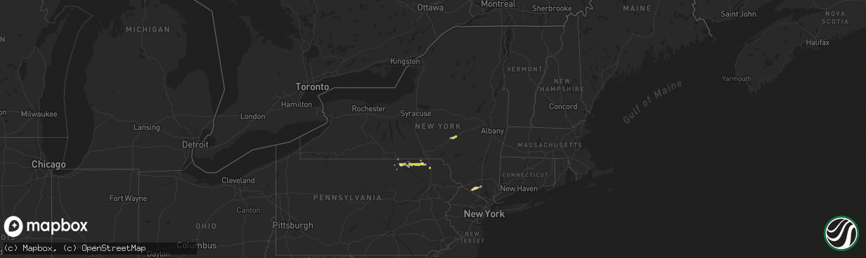 Hail map in New York on July 2, 2021