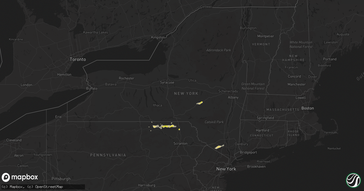 Hail map in New York on July 2, 2021