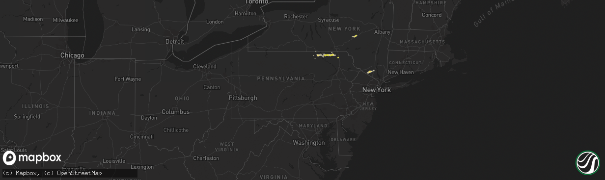 Hail map in Pennsylvania on July 2, 2021