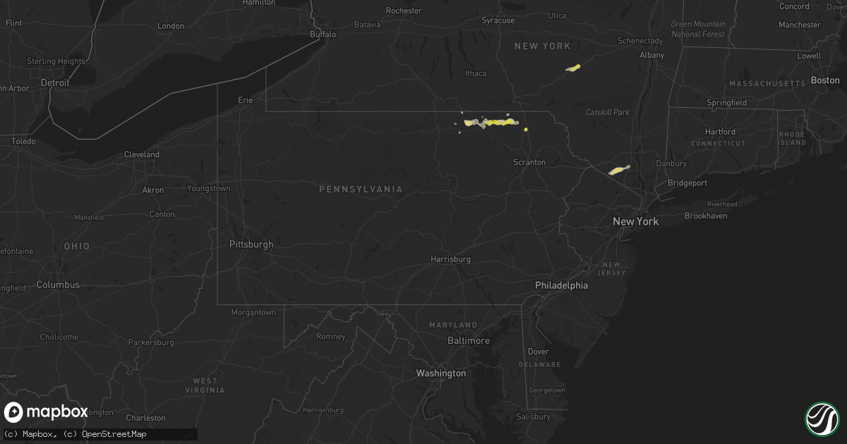 Hail map in Pennsylvania on July 2, 2021