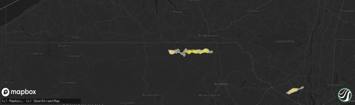 Hail map in Ulster, PA on July 2, 2021