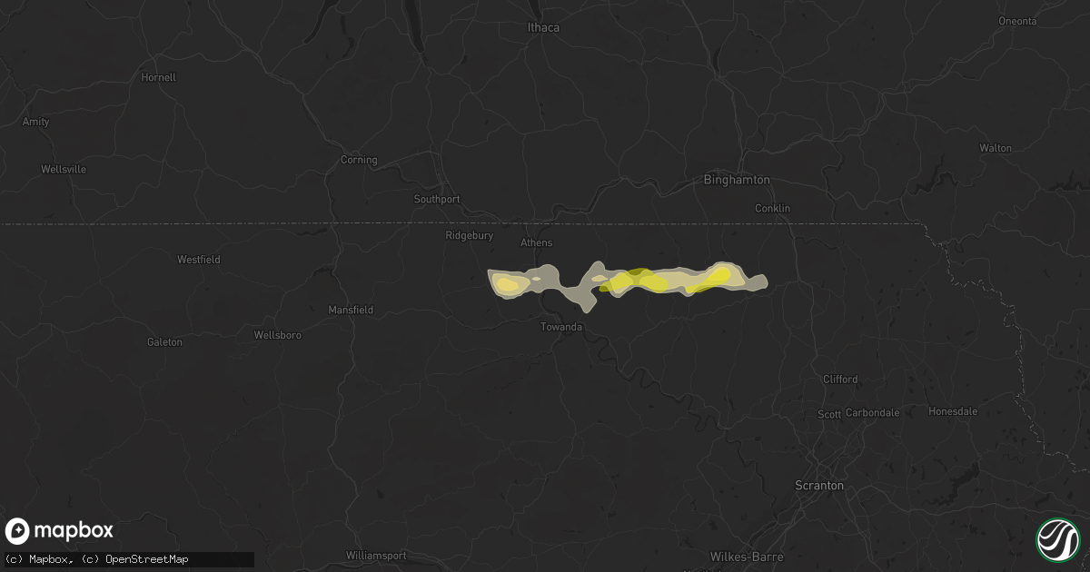 Hail map in Ulster, PA on July 2, 2021