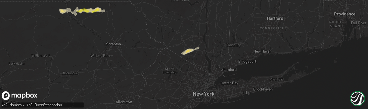 Hail map in Warwick, NY on July 2, 2021