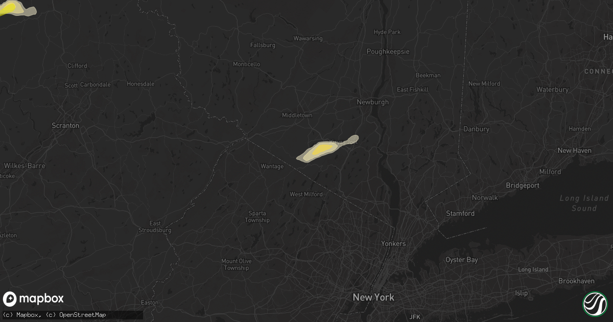 Hail map in Warwick, NY on July 2, 2021