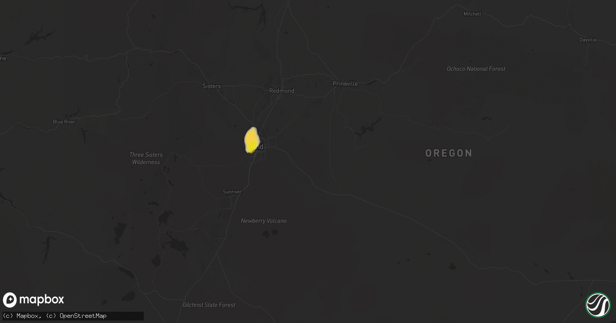 Hail map in Bend, OR on July 2, 2022