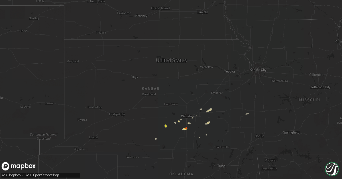 Hail map in Kansas on July 2, 2022