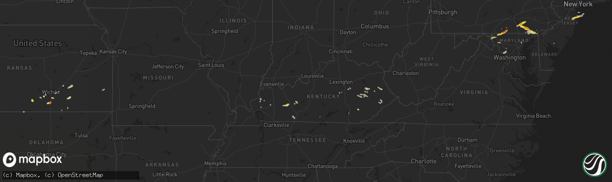 Hail map in Kentucky on July 2, 2022