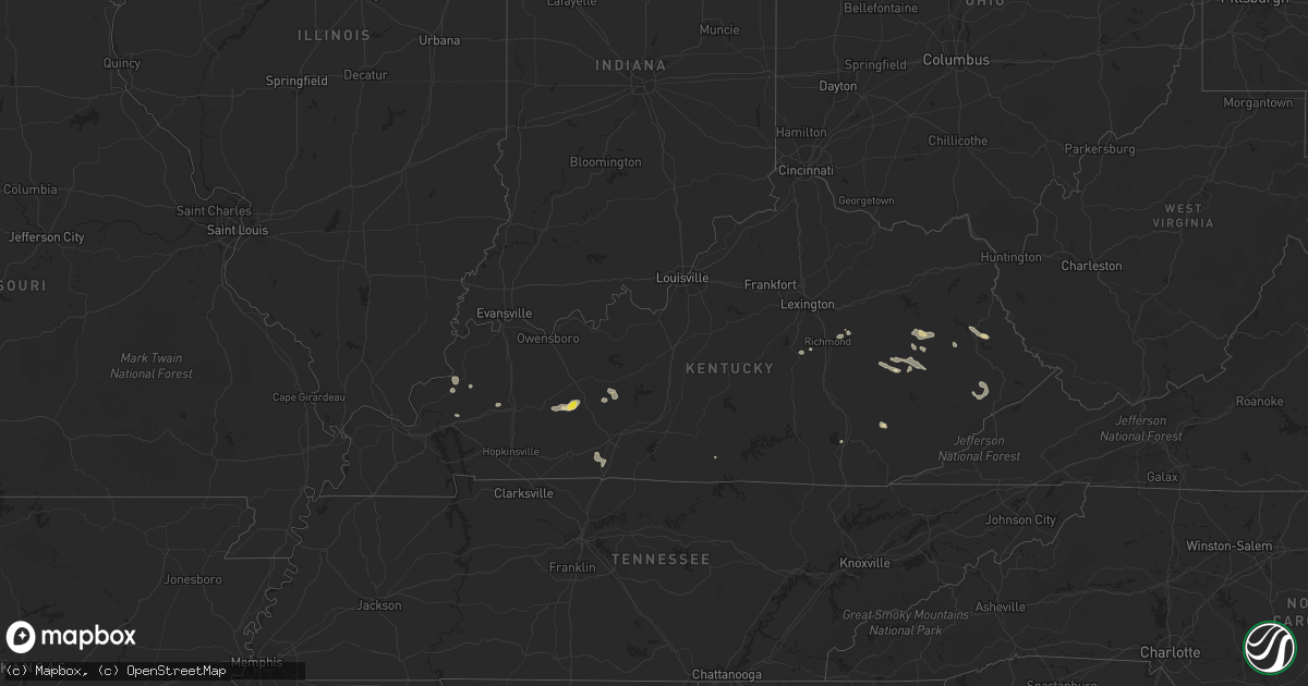 Hail map in Kentucky on July 2, 2022