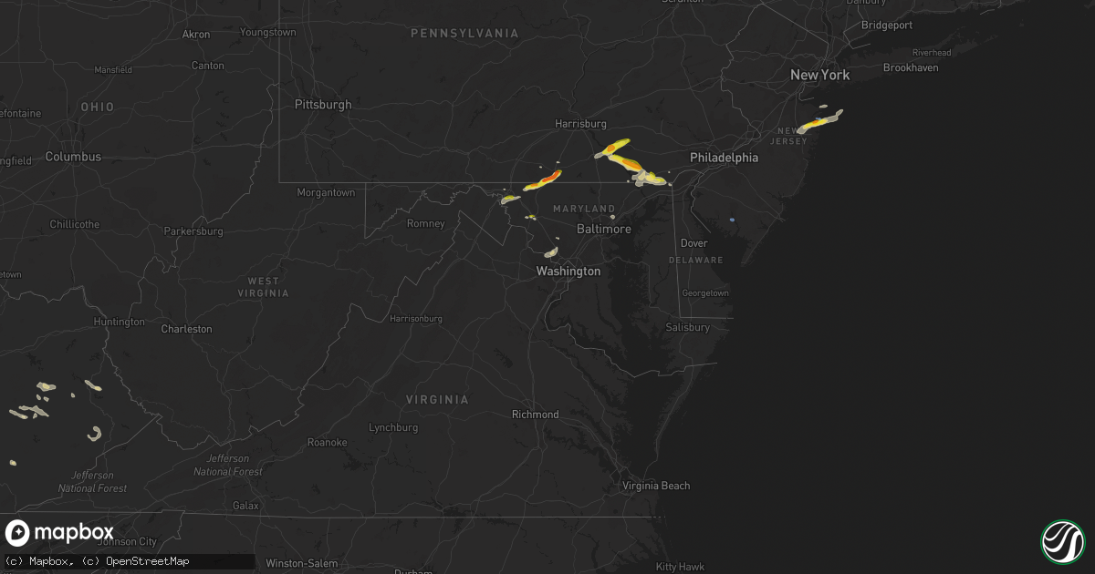 Hail map in Maryland on July 2, 2022