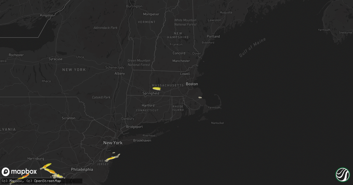 Hail map in Massachusetts on July 2, 2022