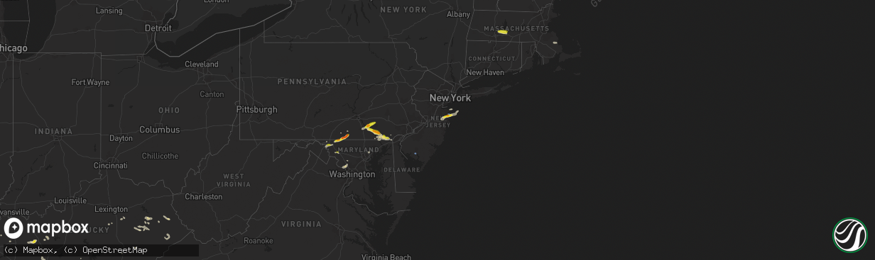 Hail map in New Jersey on July 2, 2022