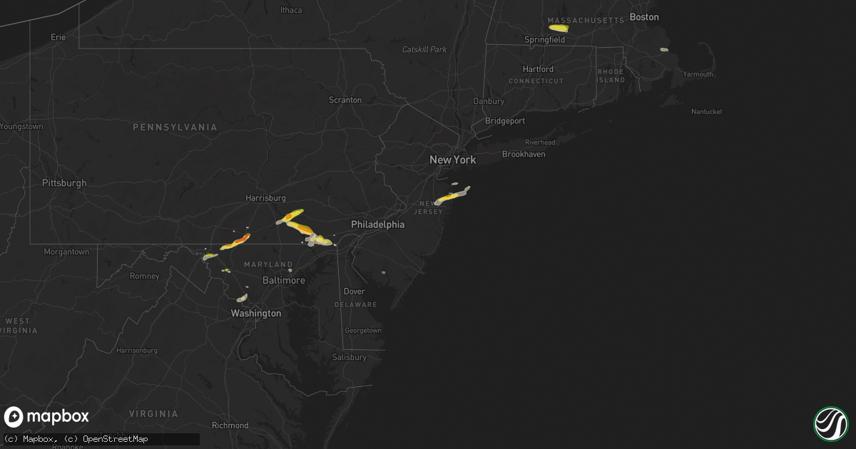 Hail map in New Jersey on July 2, 2022