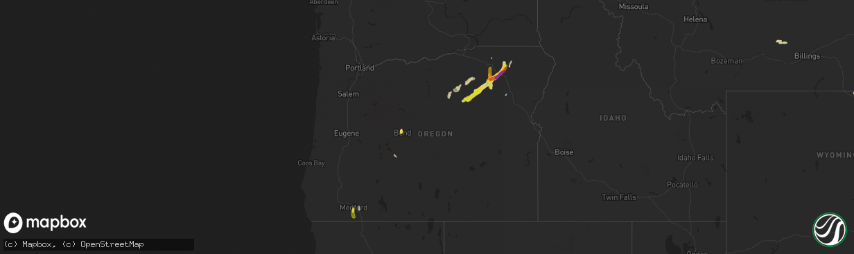 Hail map in Oregon on July 2, 2022