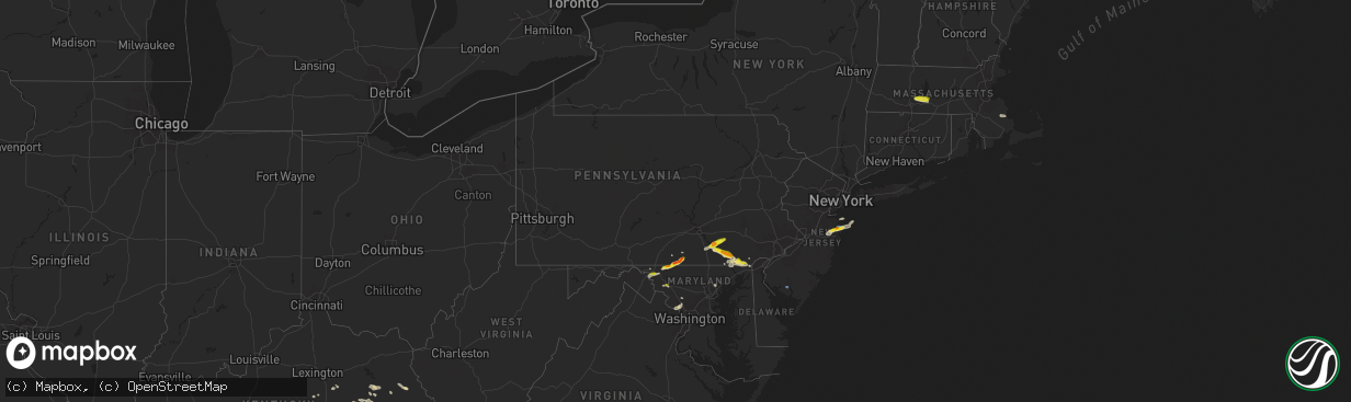Hail map in Pennsylvania on July 2, 2022