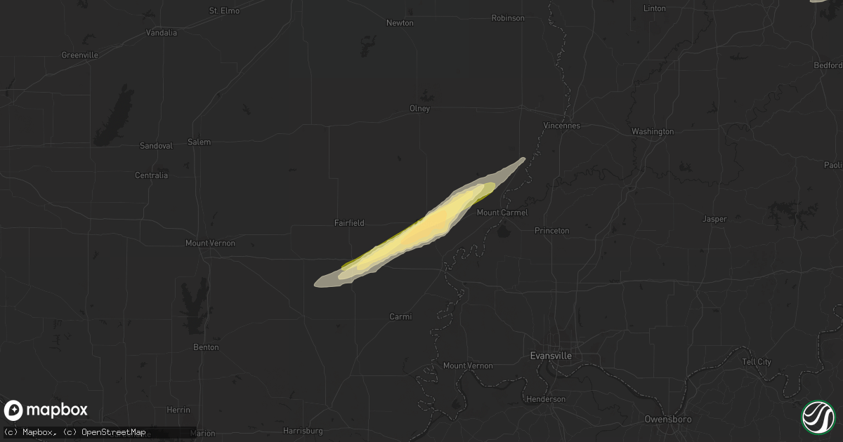 Hail map in Albion, IL on July 2, 2023