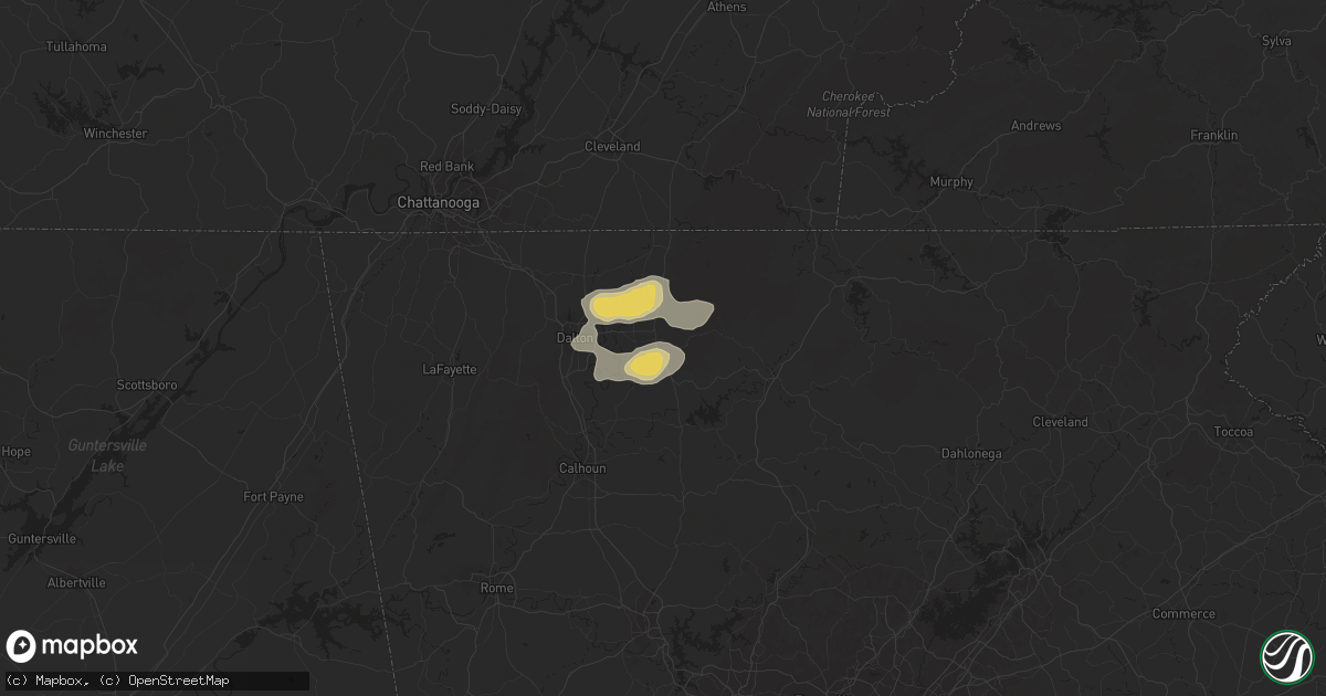 Hail map in Chatsworth, GA on July 2, 2023