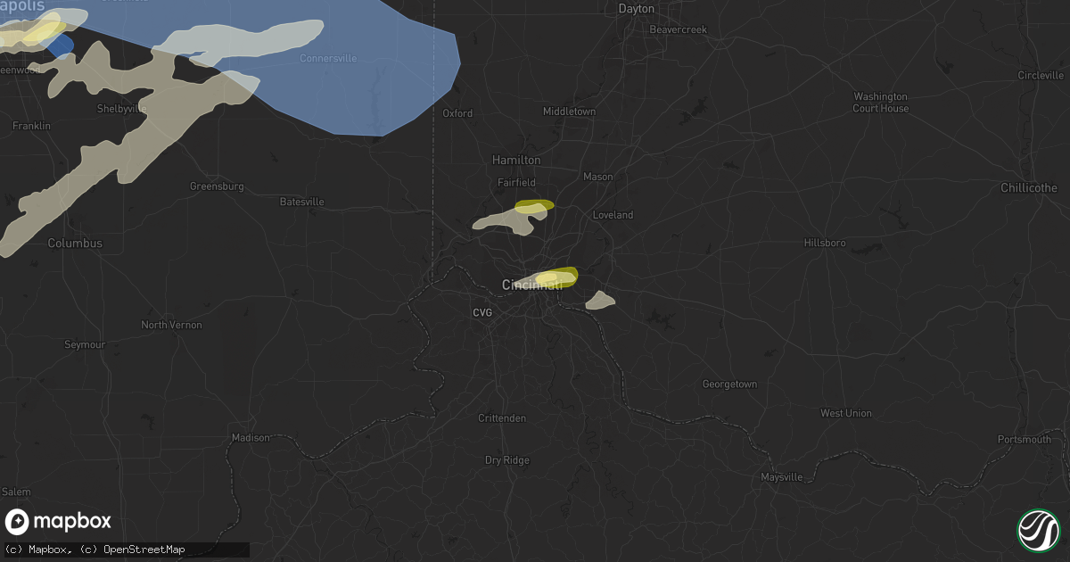Hail map in Cincinnati, OH on July 2, 2023