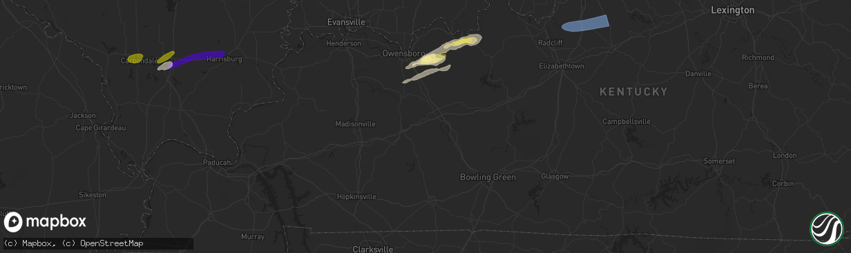 Hail map in Dry Ridge, KY on July 2, 2023