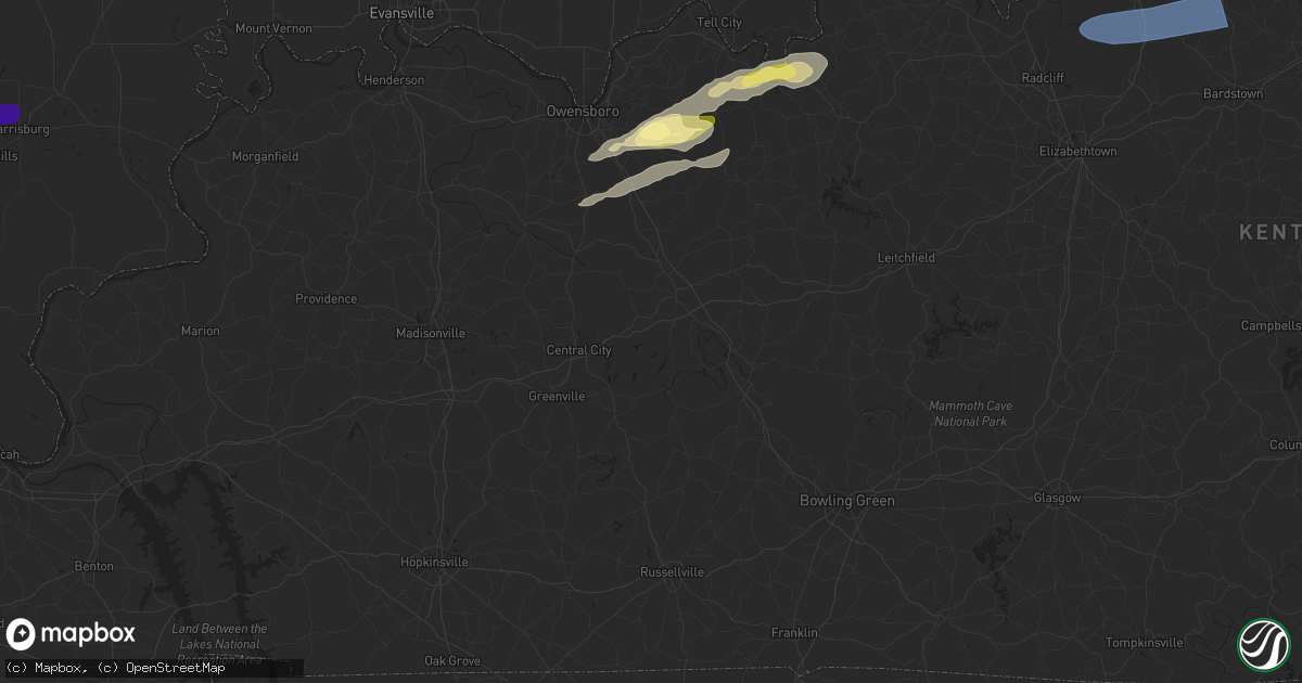 Hail map in Dry Ridge, KY on July 2, 2023
