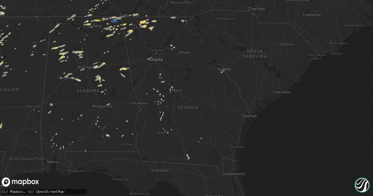 Hail map in Georgia on July 2, 2023
