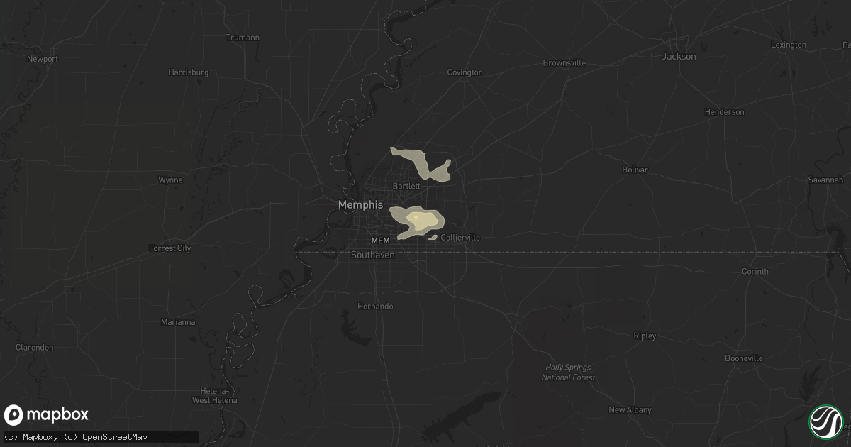 Hail map in Germantown, TN on July 2, 2023