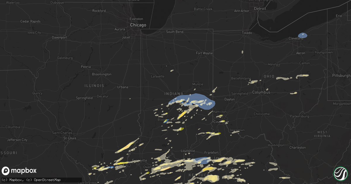 Hail map in Indiana on July 2, 2023